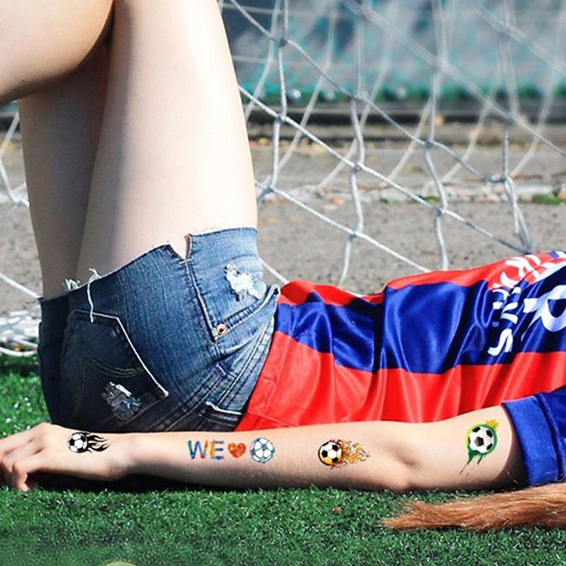 10 Sheets Kids Temporary Tattoos Football Soccer Fan Waterproof Fake Tattoo Stickers Hand Arm Foot Tattoo Stickers
