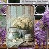 2D Flat Rustic Farmhouse Daisy Teapot Coffee Cup Vintage Metal Sign - 8.0x12.0inch Aluminum Wall Art, Country Kitchen Farmhouse Wall Decor