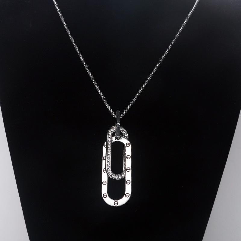 Double Ring Boys Hip Hop Versatile Unisex Simple Men's and Women's Pendant Necklace