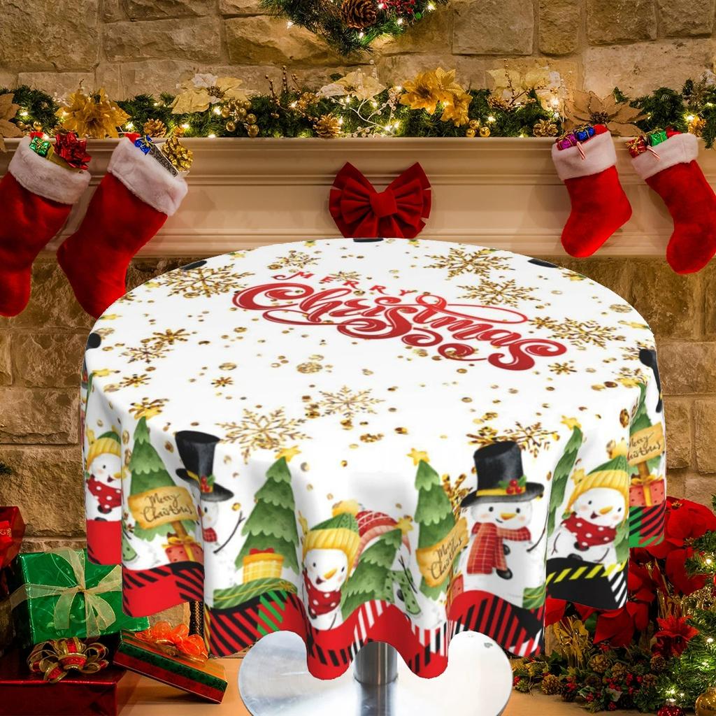 Față de masă rotundă în stil Crăciun transfrontalier Moș Crăciun Față de masă rotundă Decor pentru casă Interior și exterior Pânză decorativă pentru desktop
