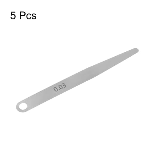 uxcell Gap Gauges, 0.03 mm Thickness Gauge, 65MN Steel, Metric Distance Measuring Tool, Single Blade, 5 Pieces