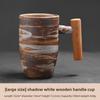 Vintage Ceramic Mug with Wooden Handle Japanese Style Coffee Cup for Couples Home Use