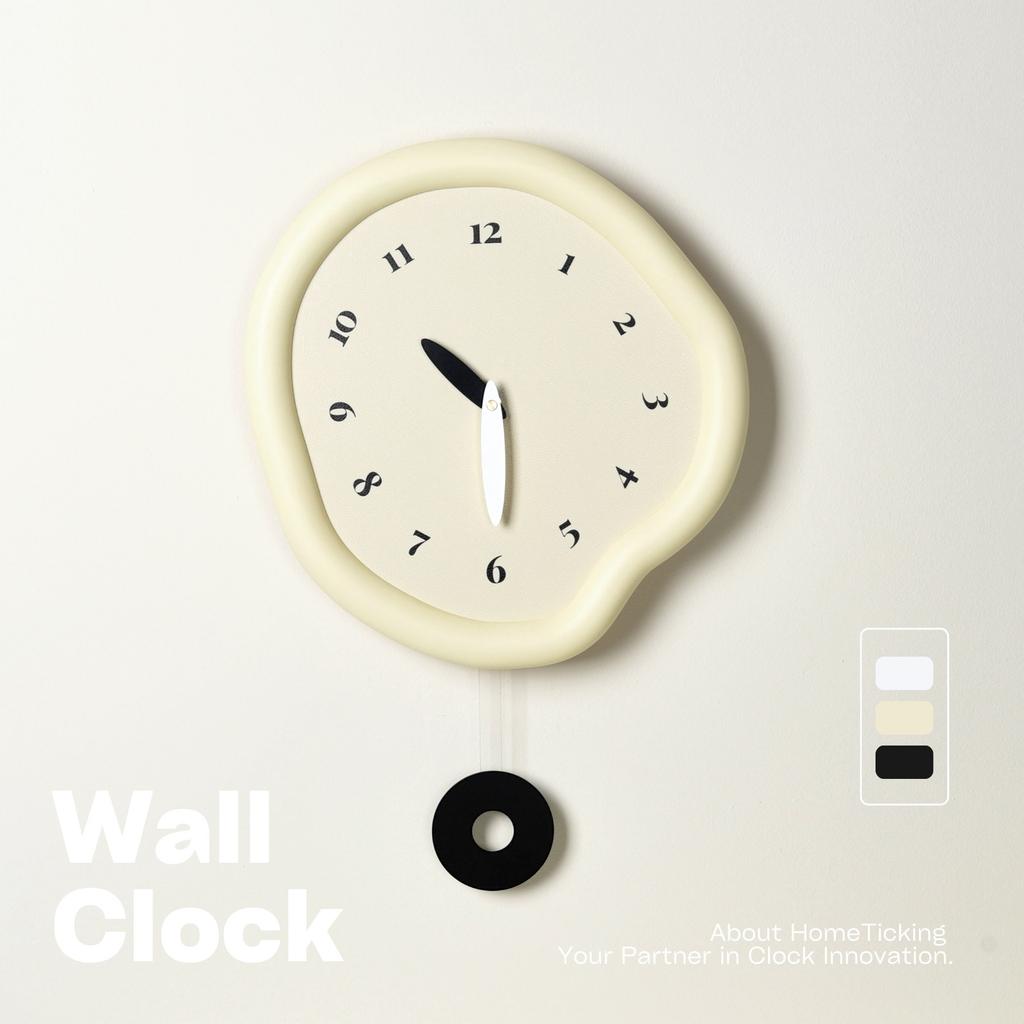 Cream-style Minimalist Wall Clock Decorative Clock, Lacquered Off-white Frame, Black Scales, Ultra-quiet and No Emptying Required