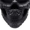 Artistic Resin Figurine Halloween Skull Makeup Brush Holder, Matte Black Gothic Skeleton Pen Organizer Spooky Home Decorations for Desk, Storage