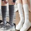 New White Calf Socks Women'S Autumn Japanese College Style Solid Color Versatile Black Student Uniform  Boots Stacking Stockings