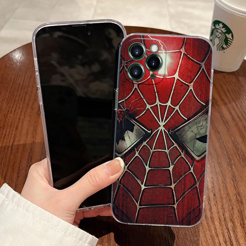 Marvel Spiderman Transparent Phone Case For iPhone 17 Pro Max 17E 11 12 13 14 15 16 Pro Max 15 Plus 17 Air 16E 7 XS Soft Cover
