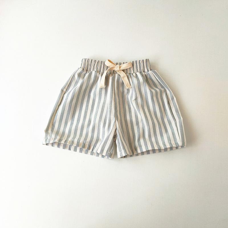 Children's Spring and Summer Striped Shorts Middle and Small Children Breathable Casual Loose Pants
