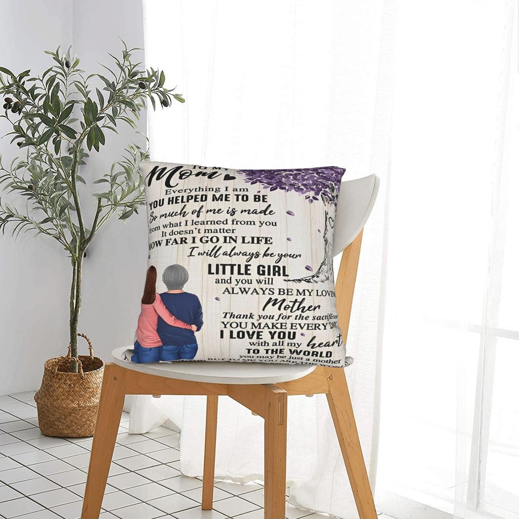 Mother's Day Square Pillowcases Polyester Sofa Letter From Daughter Cushion Case Creative Decorative Pillowcase 40*40