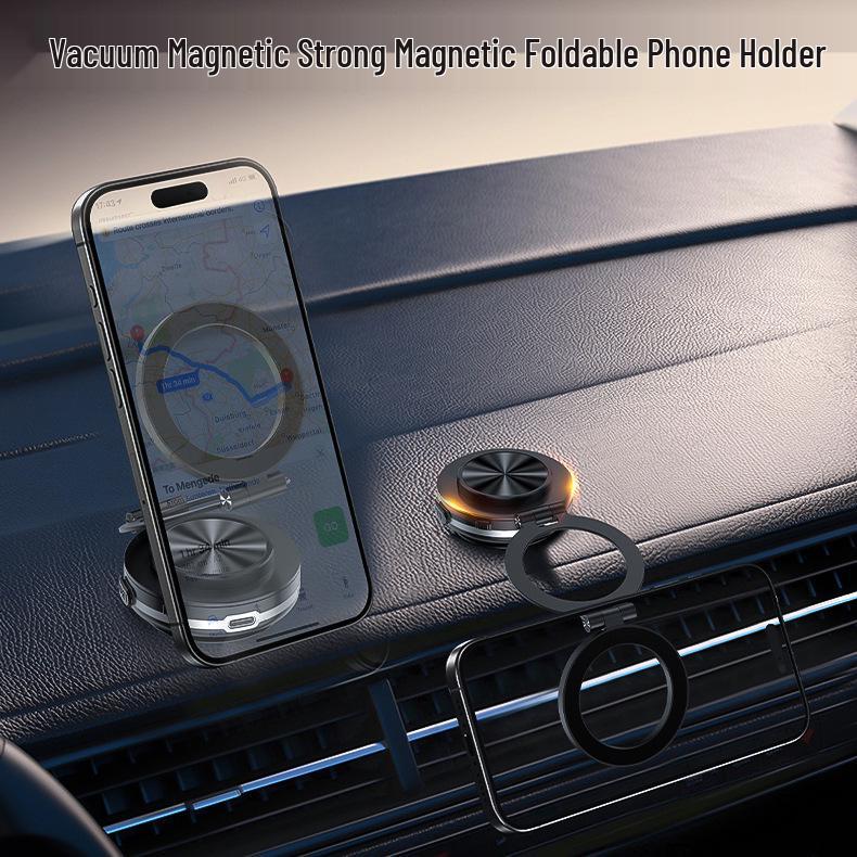 360° Rotating Car Phone Holder with Strong Magnetic Bracket and Automatic Folding