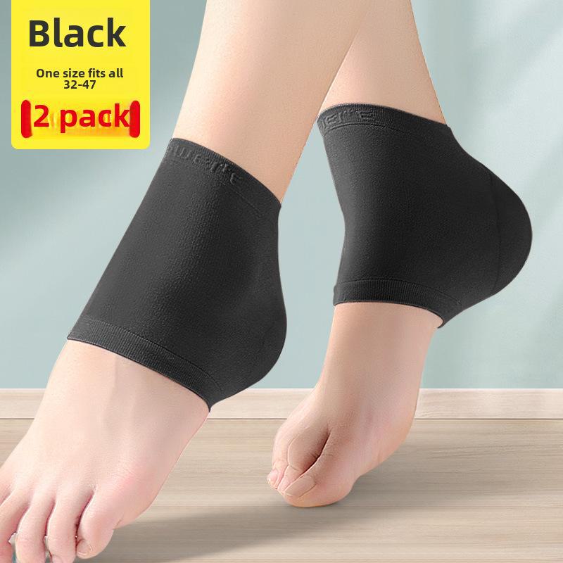 

Силиконовые увлажняющие носки для защиты пяток - хлопковое покрытие против трещин для мужчин и женщин one size чёрный