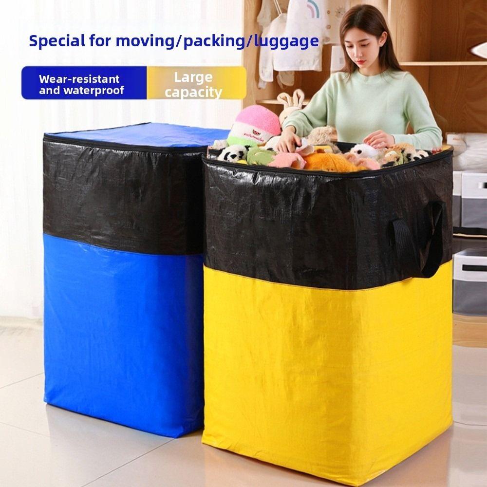 Large Capacity Heavy Duty Moving Bags Thickened Waterproof Storage Organizer College Dorm Wear-resistant Travel Storage Bag blu