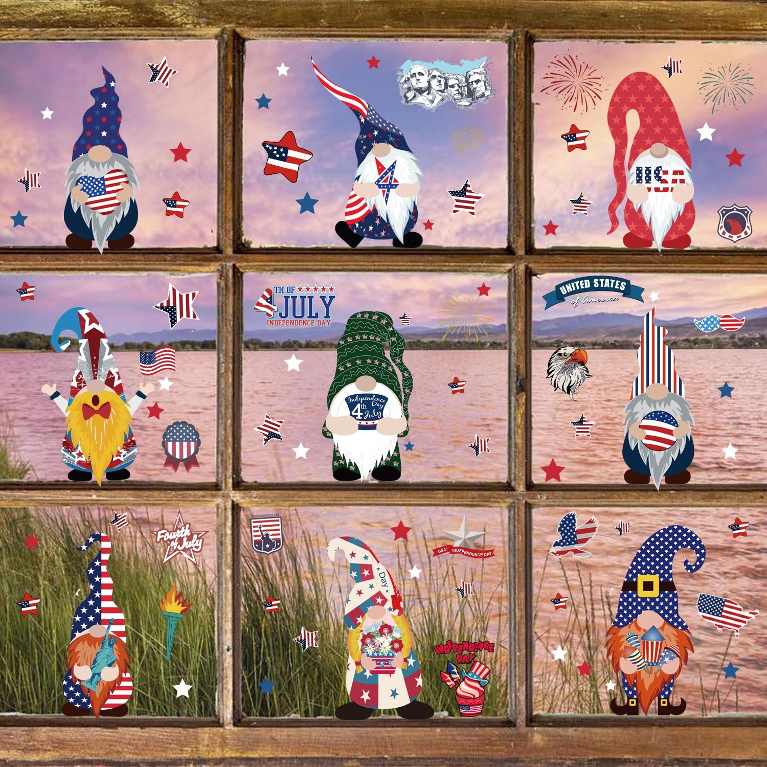 

Двусторонняя наклейка ко Дню независимости США Электростатическая наклейка на окно Безликий гном Декоративная наклейка Наклейки на автомобильные окна и наклейки Decorativ