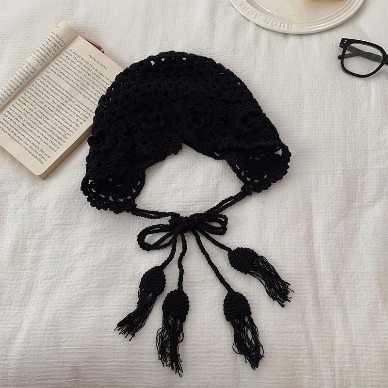 

Шерстяная шапка Новый стиль Вязаная шапка ручной работы для женщин Шапка ручной работы с крючком с цветком для женщин Ажурная вязаная шапка на голову