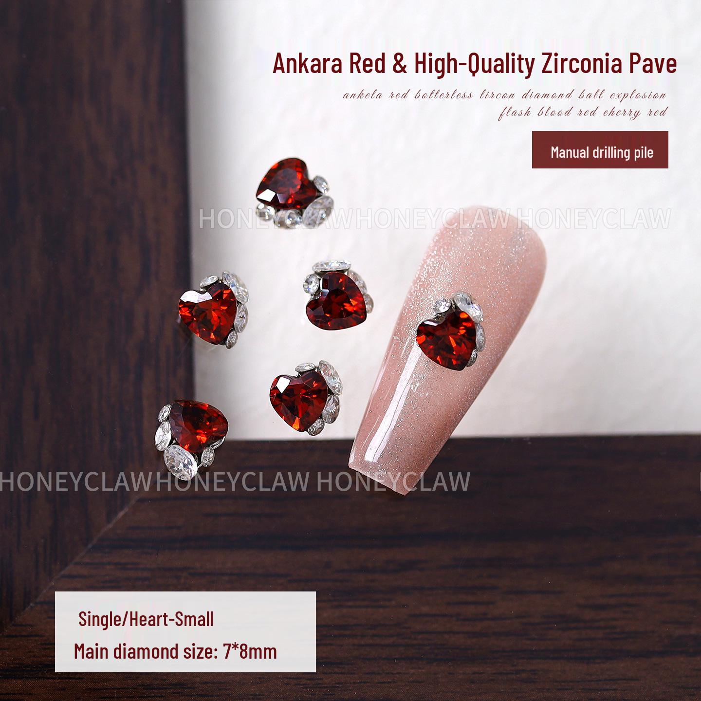 

Ankela Red Zirconia Rhinestone Manicure Ornaments - Handmade Ultra-Shiny Right Angle Pigeon Egg Decorations