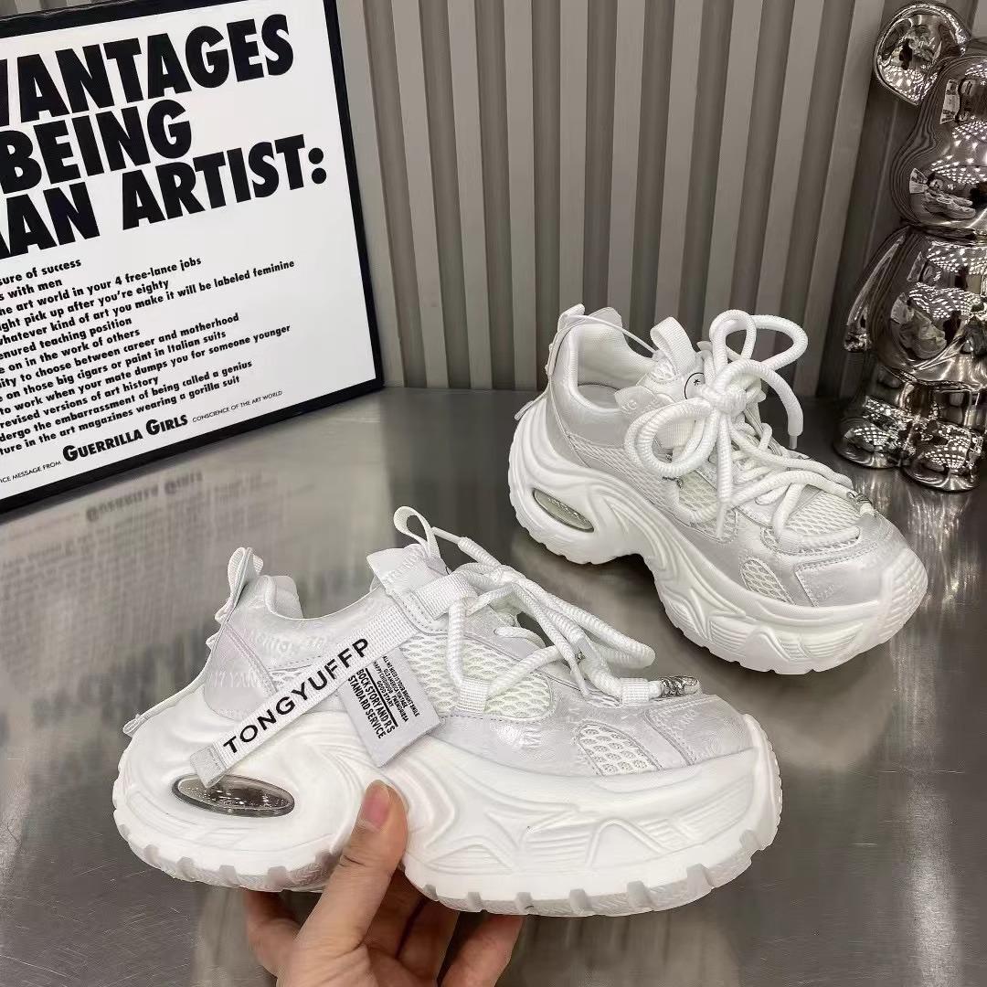 Platform shoes women s new spring mesh breathable silver retro heightening casual sneakers 35 белый 5574₽