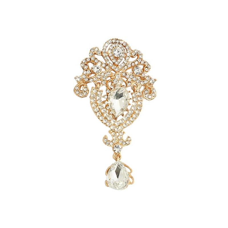 Fashion Teardrop Brooch Large Flower Bridal Brooch Party Banquet Wedding Pin Jewelry