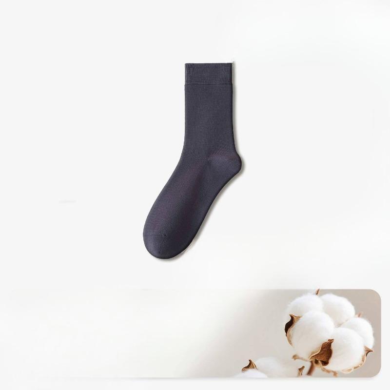 Men's Mid-length Business Socks - Solid Color - Antibacterial and Deodorizing - Made of Pure Cotton