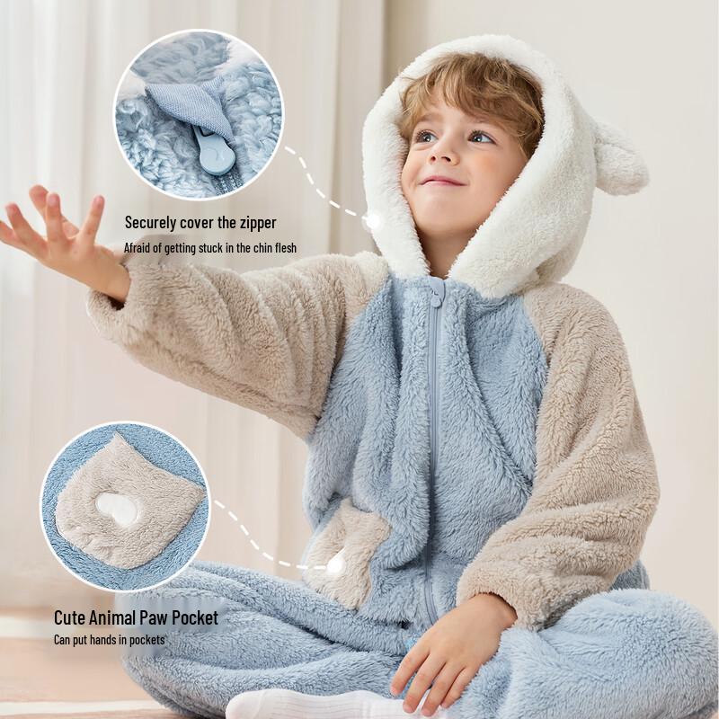 Minibala Kids' Anti-Static Warm Coral Fleece Pajama Set