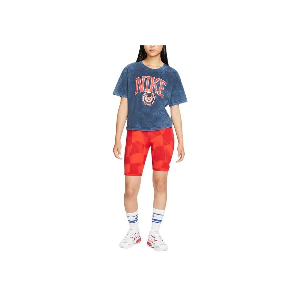 Nike Graphic Print Casual Breathable Short-Sleeve Round-Neck T-Shirt Women Tops Light-Sea-Blue DR9010-451