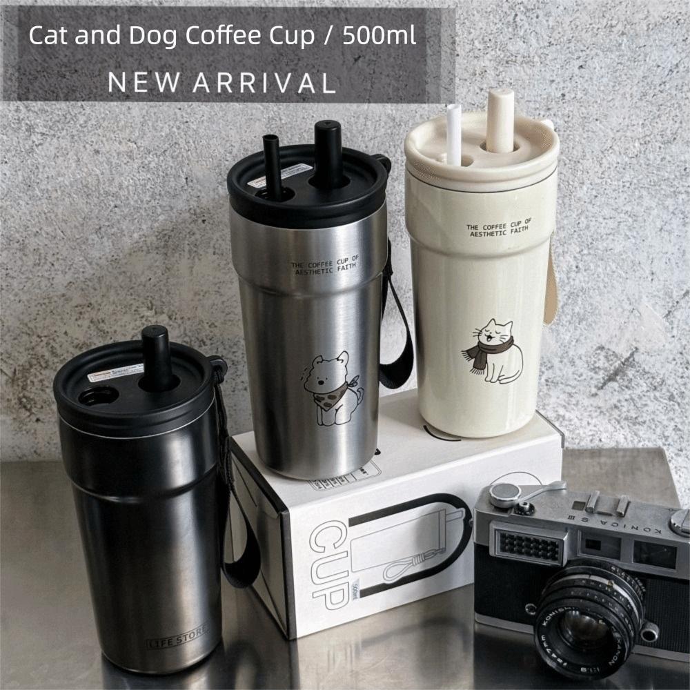 500ML Vacuum Cup High-Capacity Insulation Or Cooling Stainless Steel Cup With Lifting Rope Thermal Mug for Boys and Girls