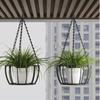 Iron Hanging Planter Hanger Round Plant Hanger Pot Tray Rope Hanger Flower Pot  Balcony