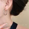 Silver Needle Cold Wind Round  Ring Earrings European and American Simple Exaggerated Atmosphere Earrings Fashionable Versatile Design Sense Earrings