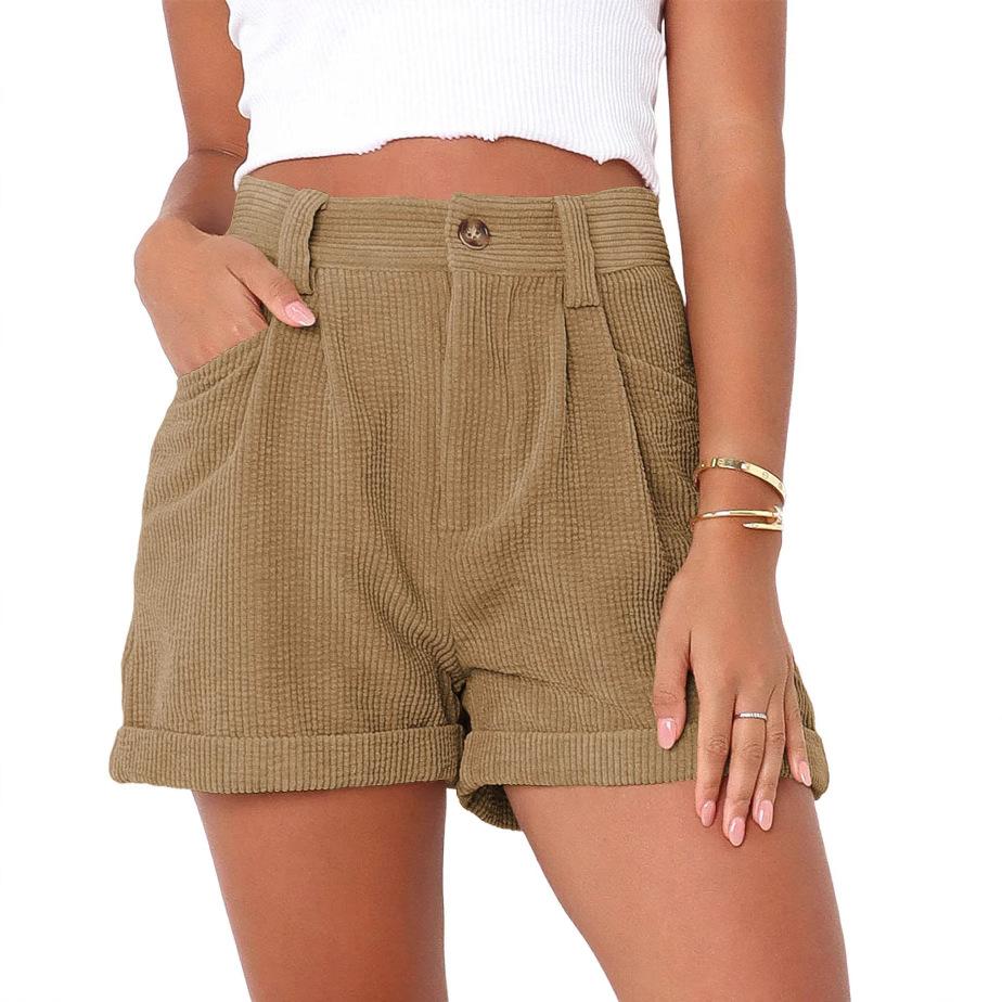 Damen Frühling und Sommer High Waist Cordshorts Lässig Locker Damen Locker Shorts