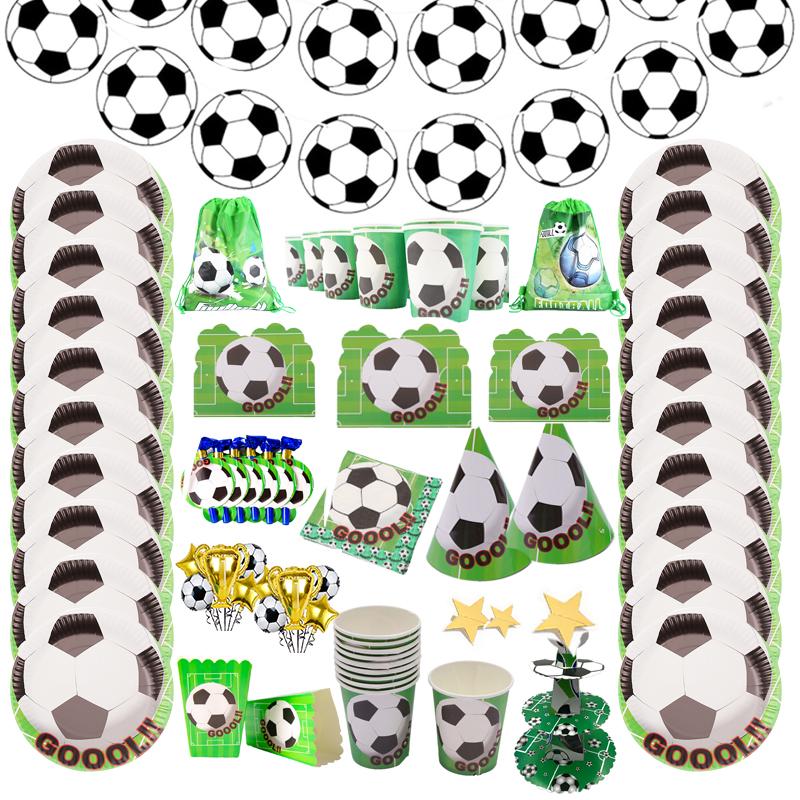 Soccer Theme Disposable Tableware Football Sport Boy Birthday Party Supplies Baby Shower Soccer Fans Birthday Balloon Decortions