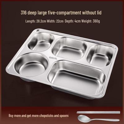 Deep 316 Stainless Steel Divided Lunch Tray