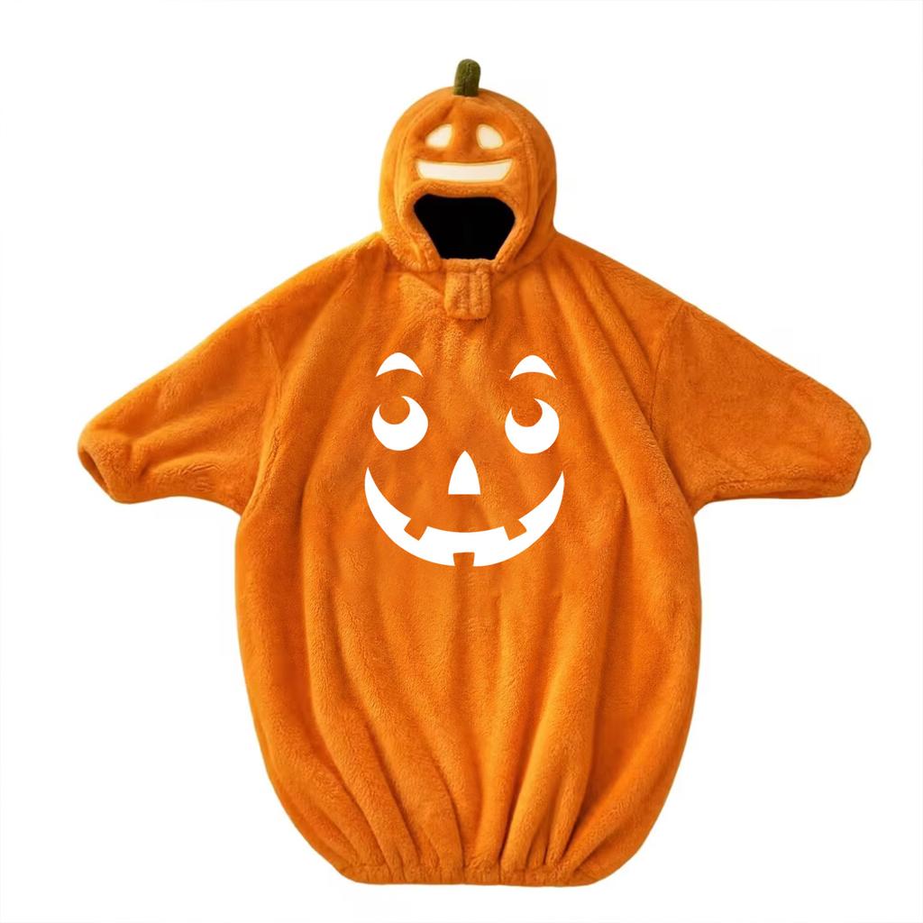 Kids' Halloween Printed Flannel Romper Pajama Set for Loungewear
