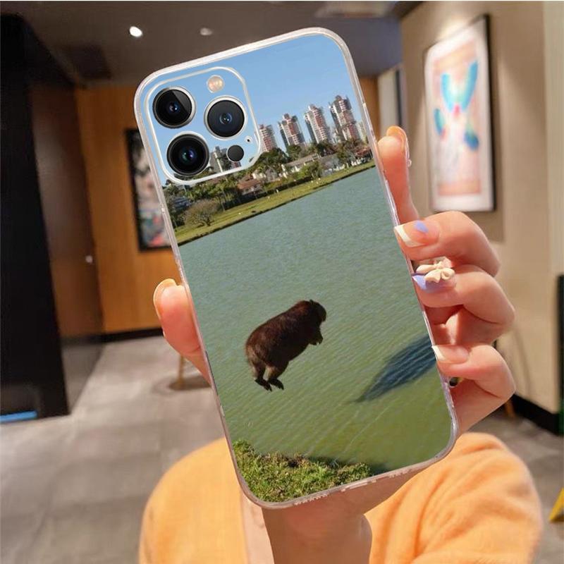 Phone Case For Iphone 15 14 Pro Max 13 12 11 Pro Max XR 12 13 Mini 7 8 14 Plus Cute Animal Capybara Case Funda