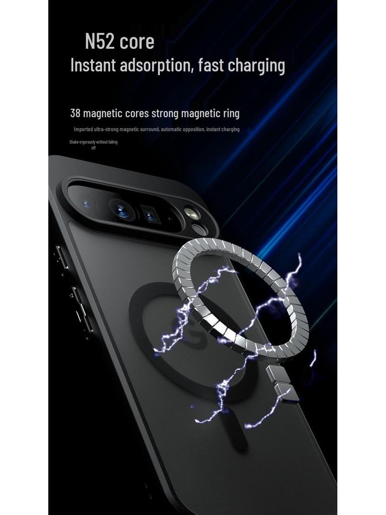 Capa Magnética para Celular Google 9ProXL - Capa Protetora MagSafe com Toque de Pele Fosca para Pixel 9