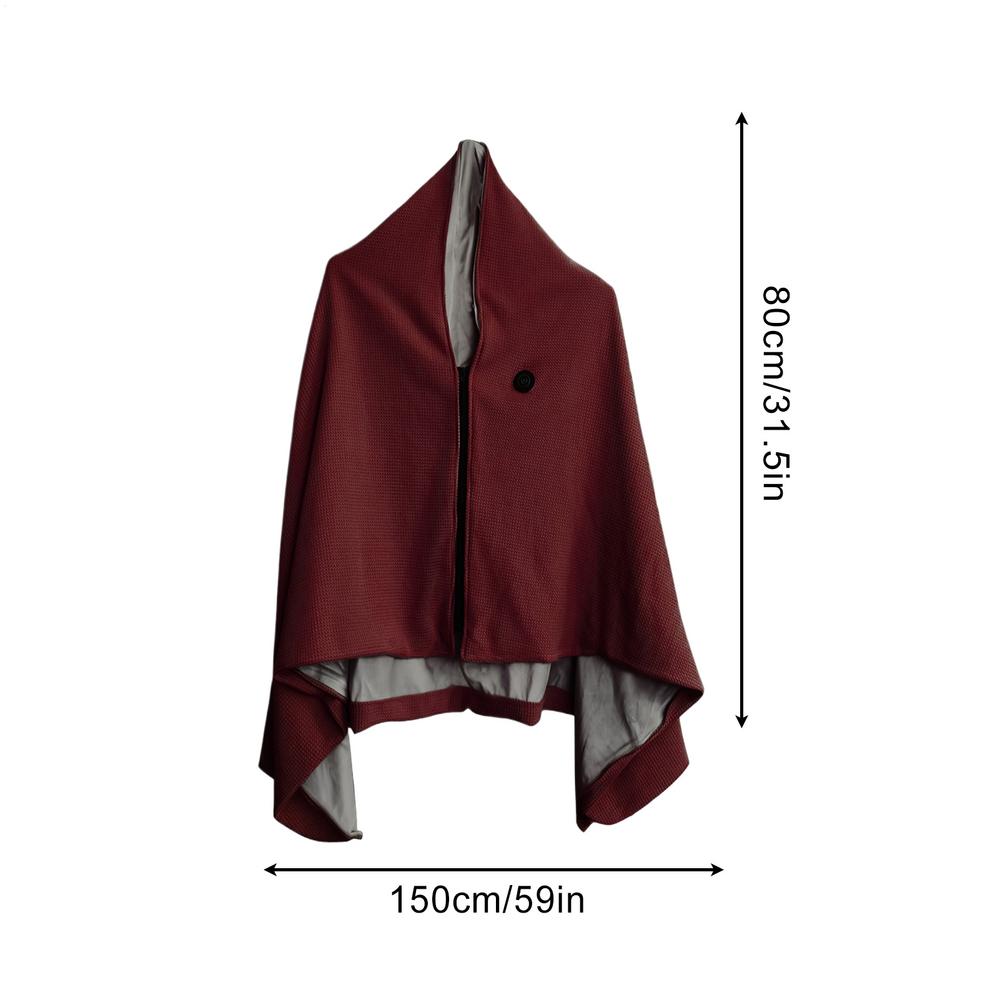 Heated Blanket Shawl 3 Levels Electric Heated Shawl With Zipper Electric Warm Blanket For Camping Office Outdoor Travel Bedroom