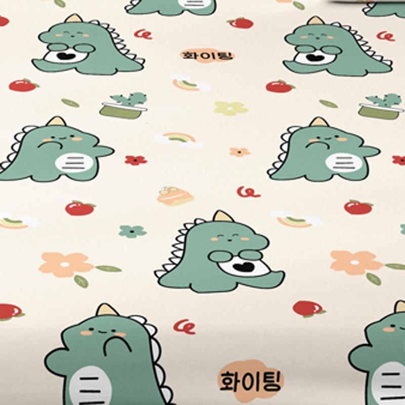 Cartoon 1 Animal Little Dinosaur Printed Matte Fitted Sheet, Bedroom Printed Bed Cover, Bedding Excluding Pillowcases