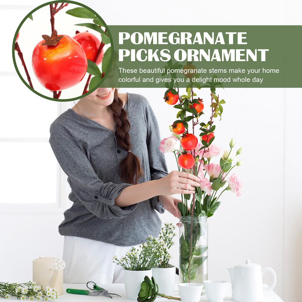 Simulated Pomegranate Branch Lifelike Fake Pomegranate Stems Home Wedding Party Decor Artificial Bouquet Photography Prop Table