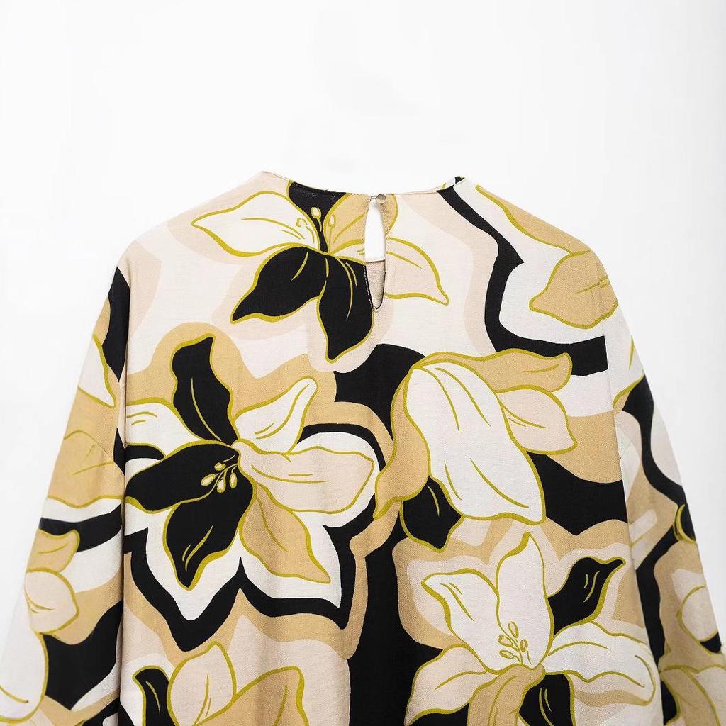 2025 Summer Retro European-American Hawaiian Print Long Sleeve Beach Shirt & Wide Leg Pants Set