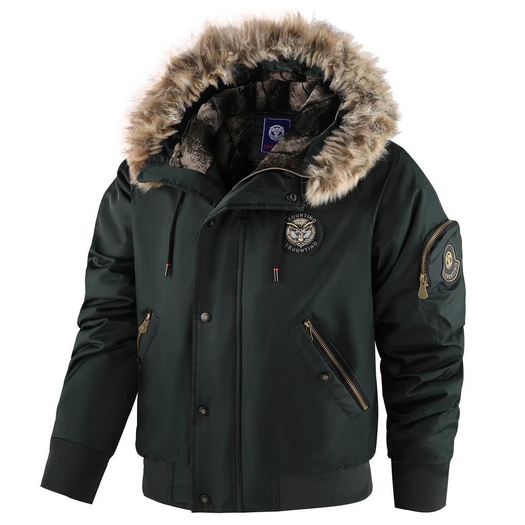 Winter Men's Korean Version Fur Collar and Velvet Cotton Jacket, Cotton Jacket, Men's Casual Jacket