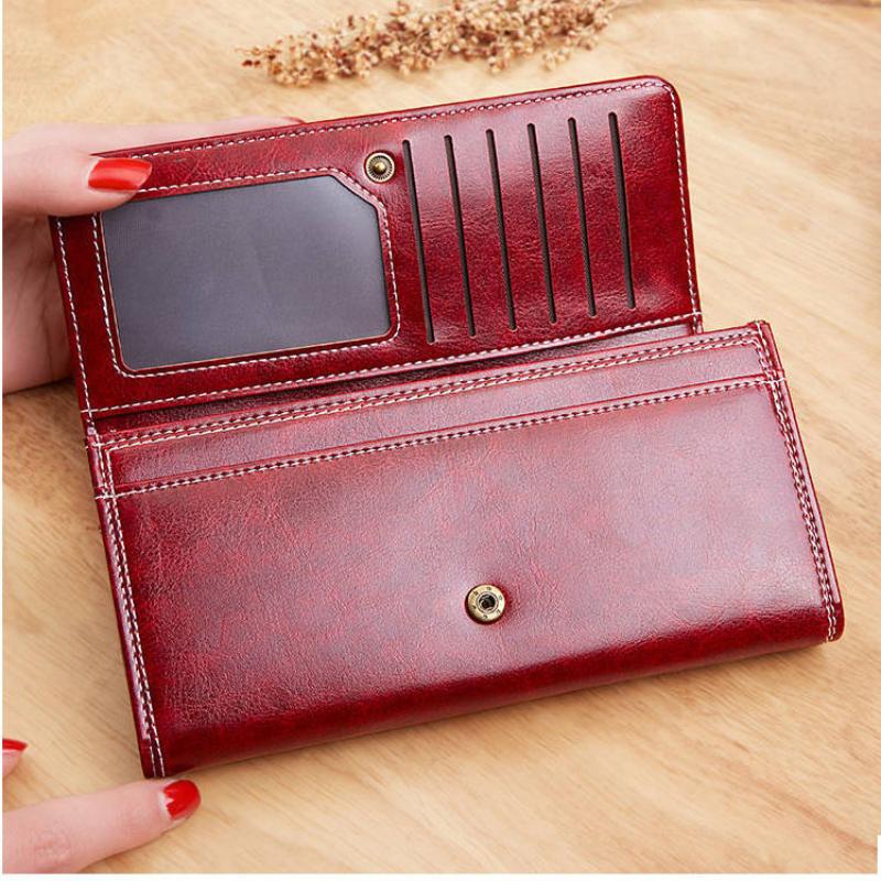 Vintage PU Leder Frauen Lange Brieftaschen Große Kapazität Geld Tasche Neue Design Handy Tasche 2 Falten Multi Karten Halter banknote Münze Geldbörse