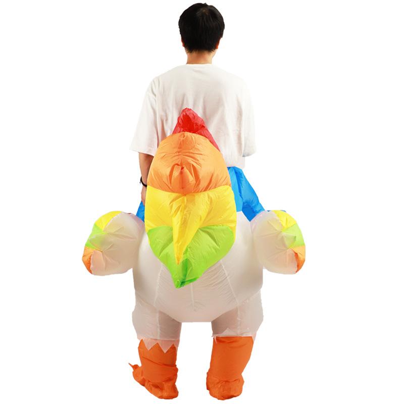 Halloween Cartoon Ride Doll Costume Show Party Props Holiday Show Colorful Cock Inflatable Coat