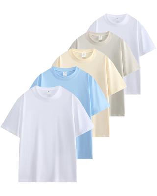 [SHOREKEEPER] 6.8OZ Men's Short-Sleeve T-Shirt, 100% Cotton, 5-Pack, Premium Undershirt, Loose Fit, Crew Neck, Plain, Antibacterial, Odor-Resistant, A