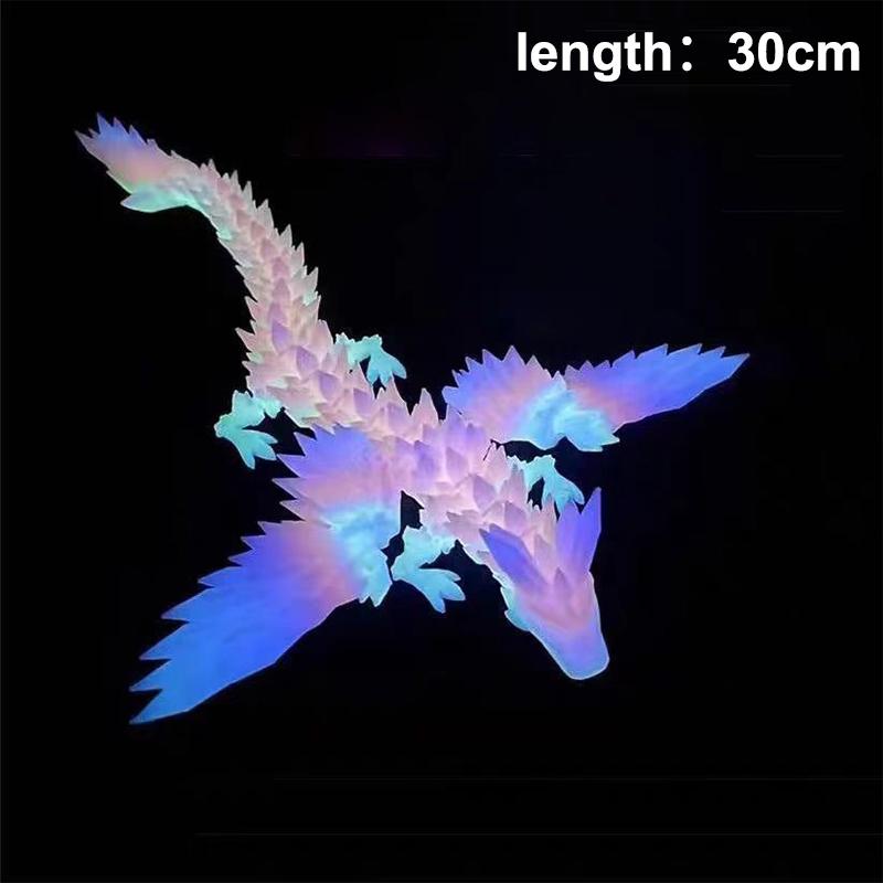 3D Printed Dragon Colorful Gem Dragon Figurines Movable Joint Rotatable Articulated Dragon Crafts Desktop Western Action Figure