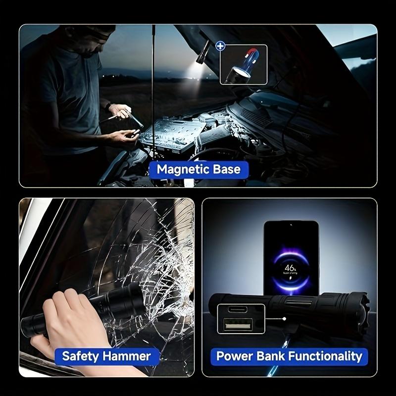 Ultra Bright Magnetic Rechargeable LED Flashlight with Adjustable Beam and COB Work Light Suitable for Emergency Situations and Outdoor Activities