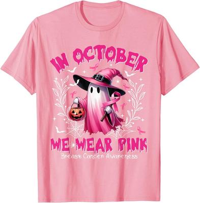 SALE In October We Wear Pink Ghost Witch Breast Cancer Awareness Unisex T-Shirt Unisex T-Shirt