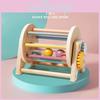 Wooden Montessori Threeinone Desktop Rattling Drum For Toddlers Educational Toy