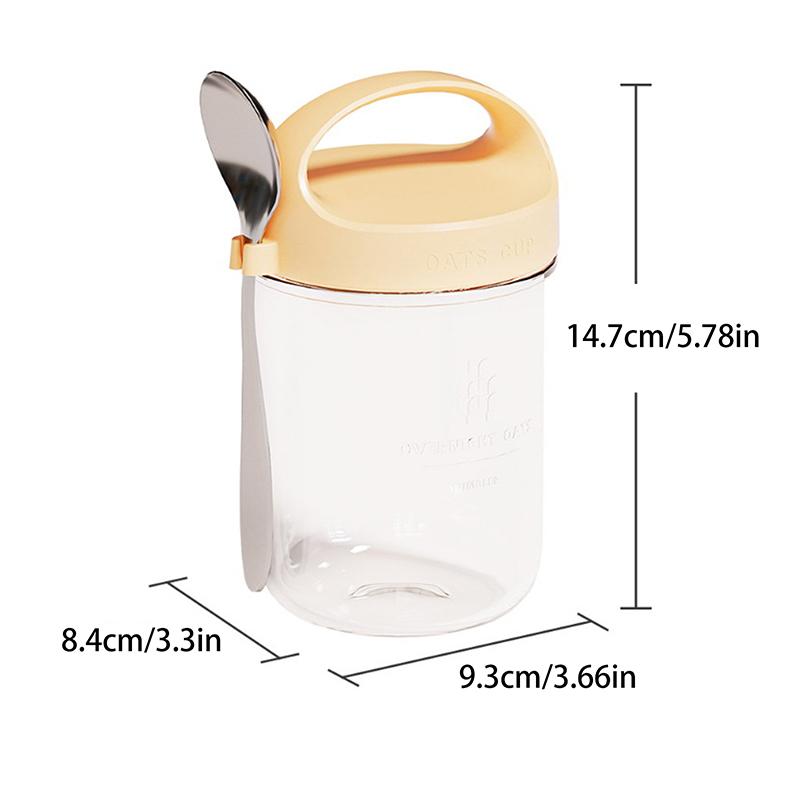 430 ml neue Frühstücksbecher Haferflocken Müsli Nuss Joghurt Salatbecher Auslaufsicherer Haferbehälter aus Glas mit Deckel Löffel Lebensmittelaufbewahrungsbox