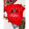 Camiseta Estampa Árvore de Natal Feminina Manga Curta Gola Redonda Top para Verão Roupas Femininas Harajuku Manga Curta Casual