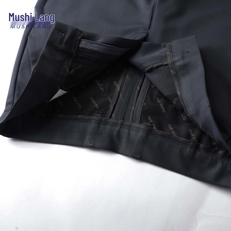 Mushi Lang Herren Knitterfreie Casual-Hose mit geradem Schnitt