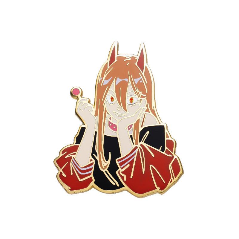 

Enamel Highquality Metal Badge Featuring Adorable Chainsaw Man Character Style FLXZ031