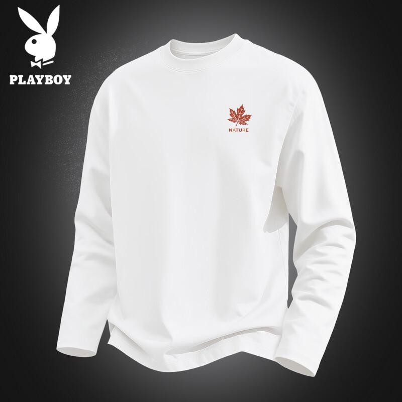 PLAYBOY Men's Long-Sleeve Cotton Casual T-Shirt