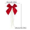 Elegant Gold Twist Ties Christmas Tree Bows Red Color Pearl Tassel Gift Wrap Bows Vintage Style Red Ribbon Bows Gift Wrapping
